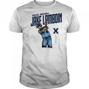 Jake Lambdin Xavier baseball cartoon shirt