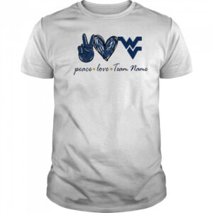 Personalized west Virginia mountaineers peace love shirt
