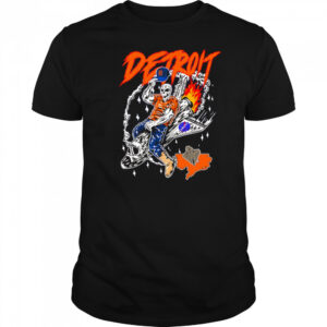Skull Detroit Tigers riding space ship shirt