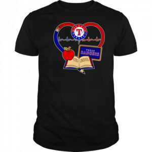 Teacher pencil apple heart Texas Rangers shirt