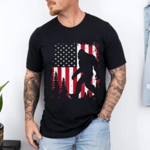 Bigfoot 4th of July American USA Flag Patriotic T-Shirt