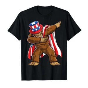 Bigfoot 4th of July Sasquatch American Flag T-Shirt