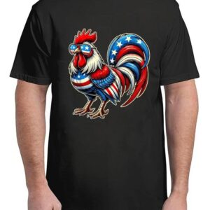 Chicken American Flag USA Farmer Funny 4th Of July Fourth T-Shirt