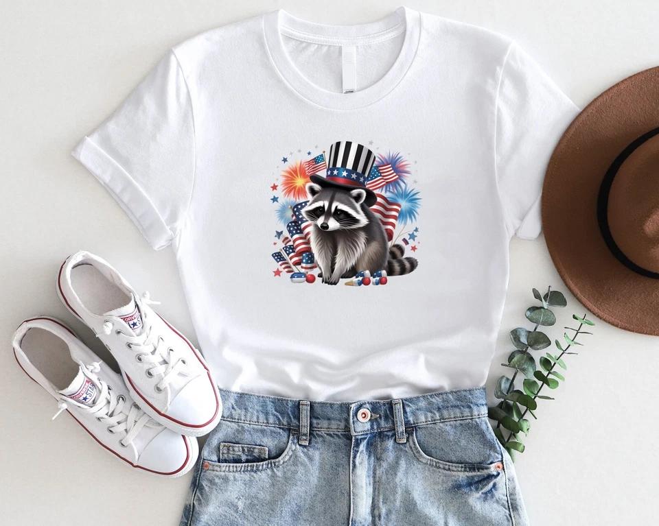 Funny Raccoon 4th of July T-Shirt – Patriotic Animal Graphic Tee Funny Raccoon 4th of July T-Shirt – Patriotic Animal Graphic Tee