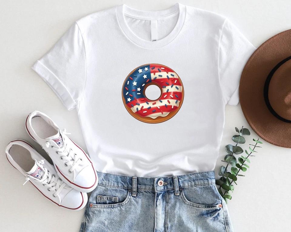 Patriotic Donut T-Shirt – 4th of July USA Flag Sprinkle Doughnut Tee Patriotic Donut T-Shirt – 4th of July USA Flag Sprinkle Doughnut Tee
