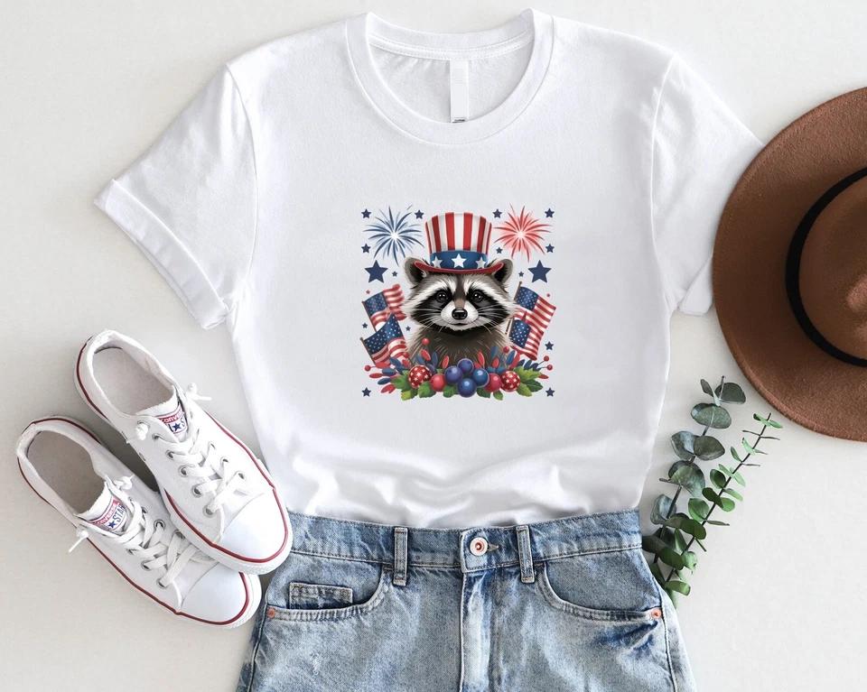 Patriotic Raccoon T-Shirt – 4th of July Fireworks USA Animal Tee Patriotic Raccoon T-Shirt – 4th of July Fireworks USA Animal Tee