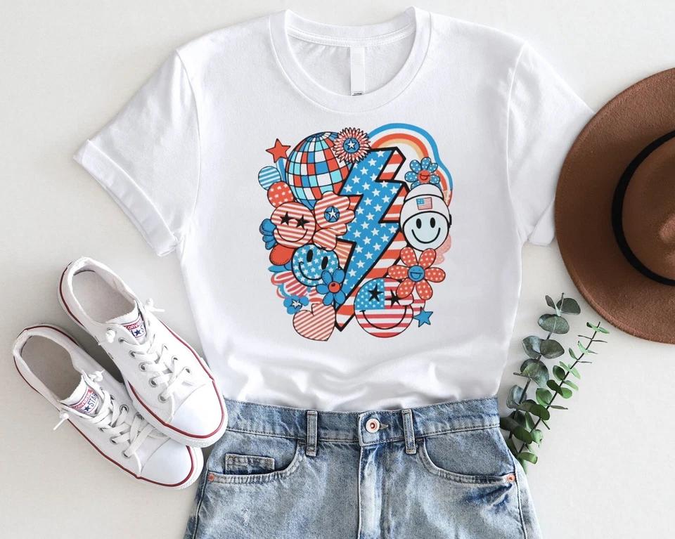 Retro 4th of July Shirt – Colorful Lightning Bolt America Tee Retro 4th of July Shirt – Colorful Lightning Bolt America Tee