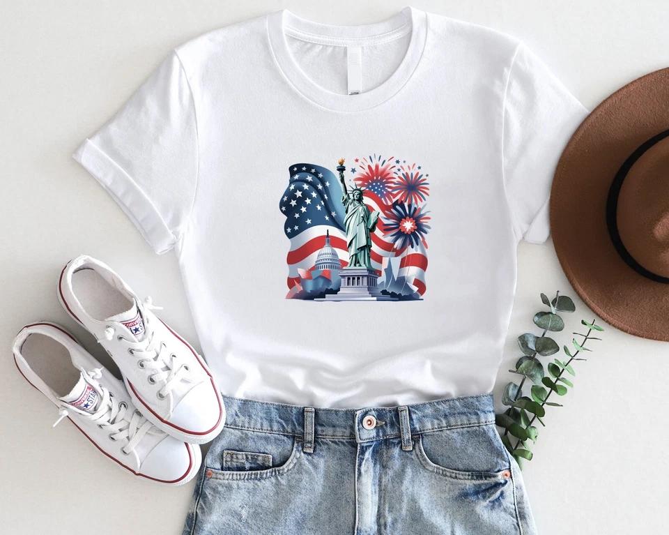 Statue of Liberty & Fireworks Graphic Tee – 4th of July Independence Shirt Statue of Liberty & Fireworks Graphic Tee – 4th of July Independence Shirt