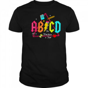 Lightning Bolt ABCD Back To School Tour Teacher 2 Sided T Shirt