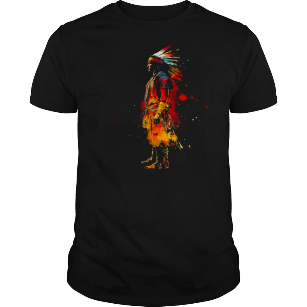 Native American Pride Indian Chief Colourful Artwork T Shirt