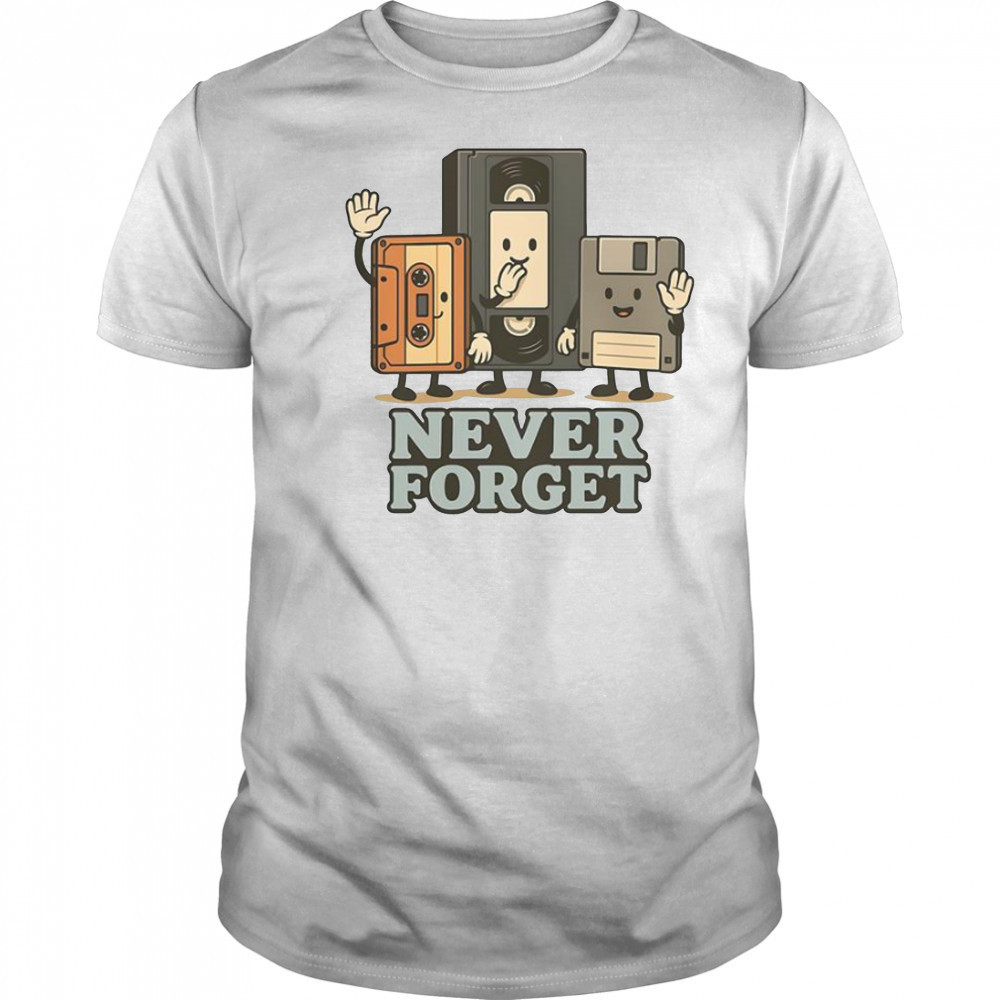 Never Forget 90s Retro Tech Cartoon T-Shirt