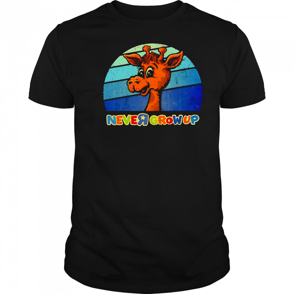 Never going to grow up giraffe retro shirt