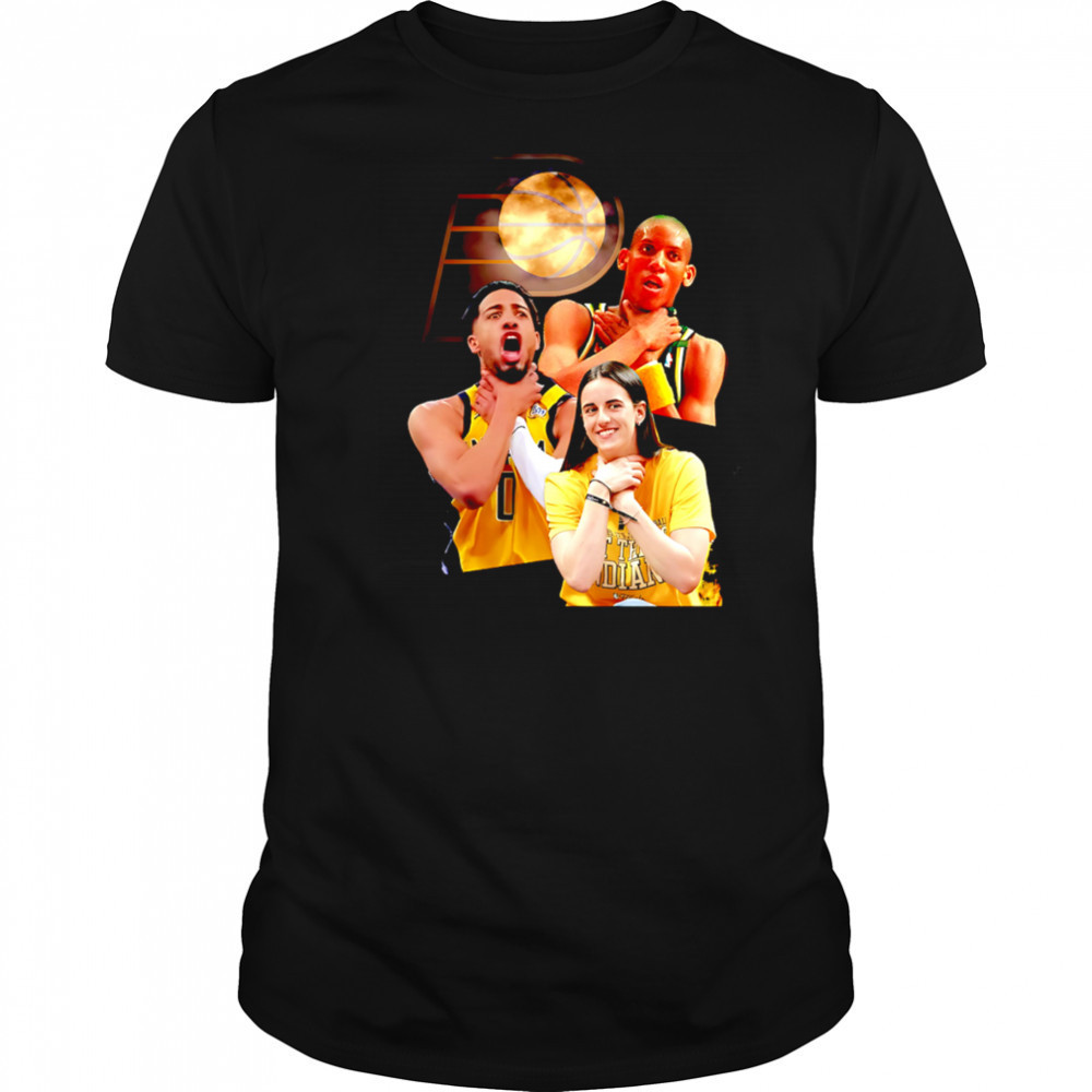 Pacers Logo Reggie Miller Tyrese Haliburton Caitlin Clark Choke Pose Meme Shirt