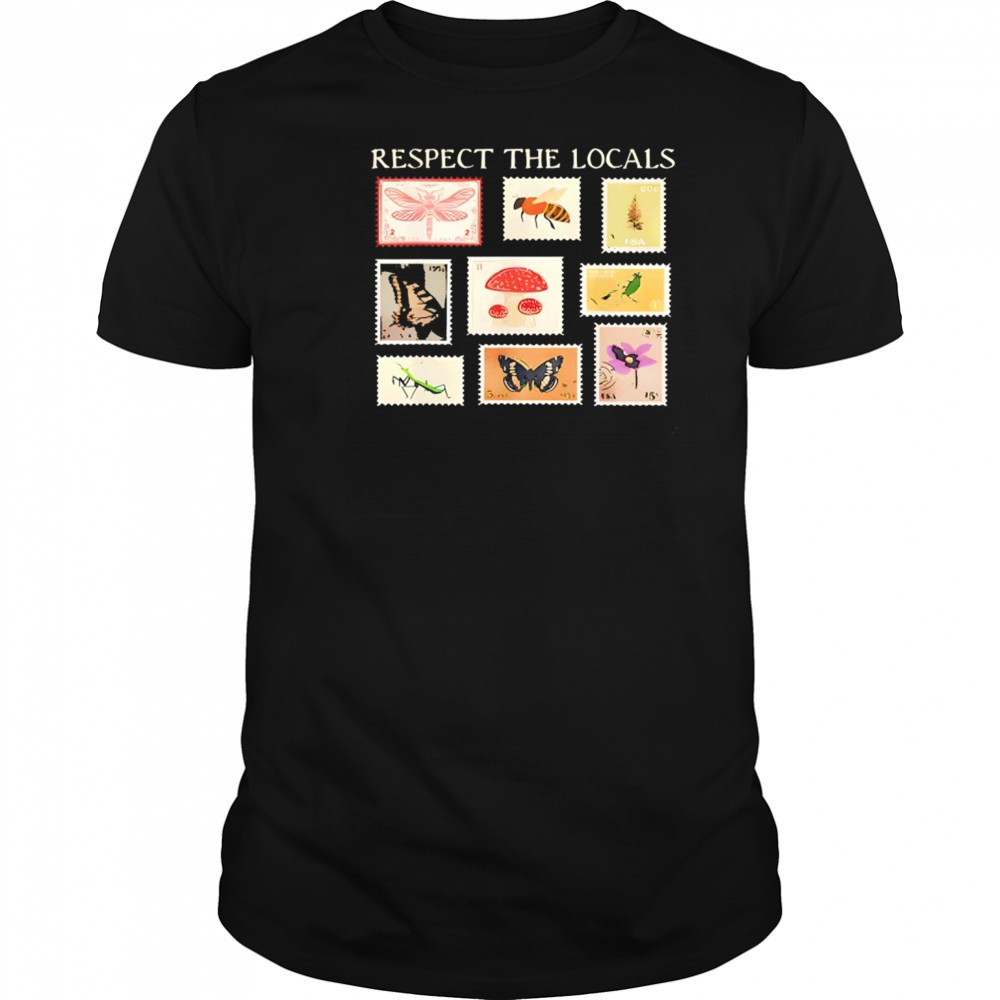 Respect The Locals Cute Nature Stamp With Butterflies T-Shirt