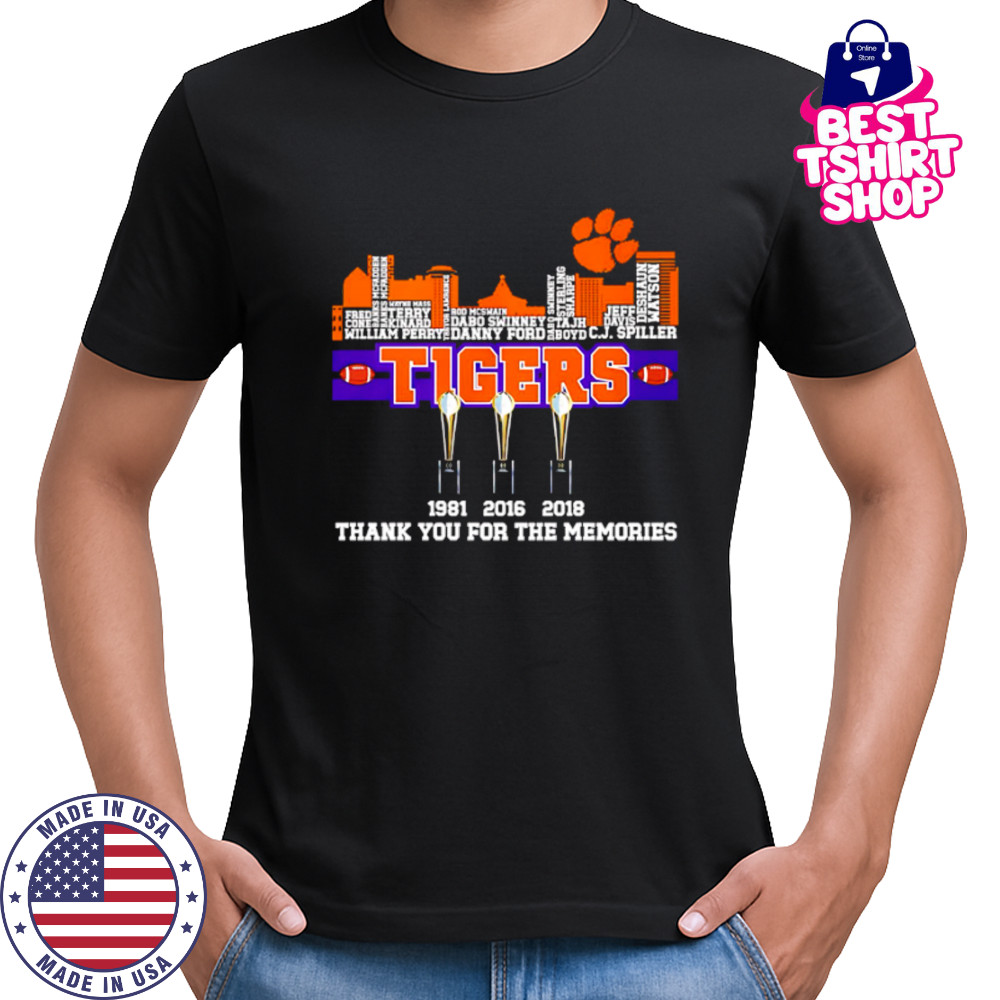 Clemson Tigers 1981-2016-2018 Champions Thank You For The Memories shirt