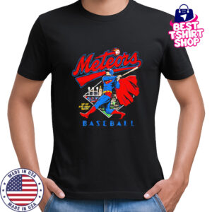 Meteors up up and away back baseball shirt