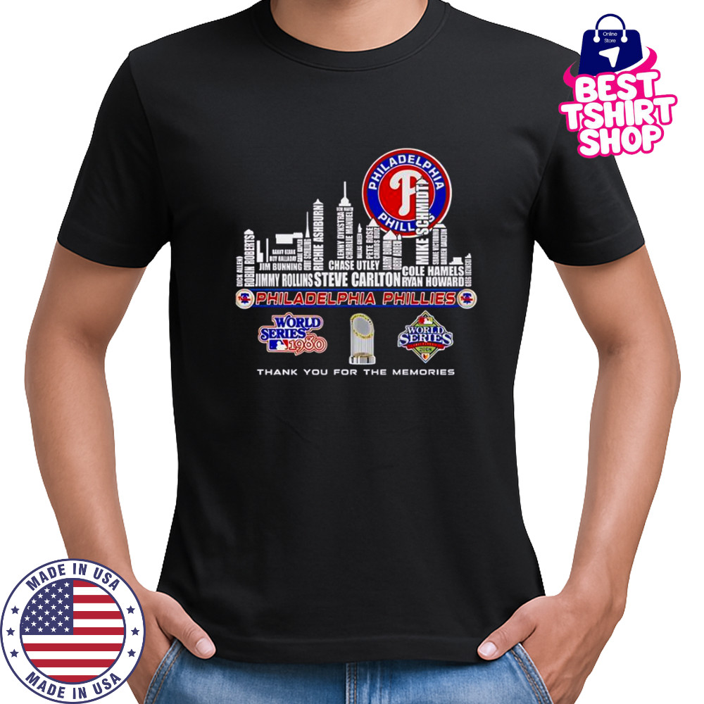 Skyline Name Philadelphia Phillies World Series Thank You For The Memories T-Shirt