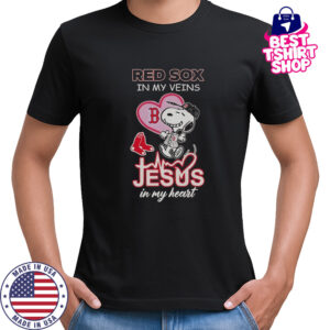 Snoopy Boston Red Sox In My Veins Jesus In My Heart T-Shirt