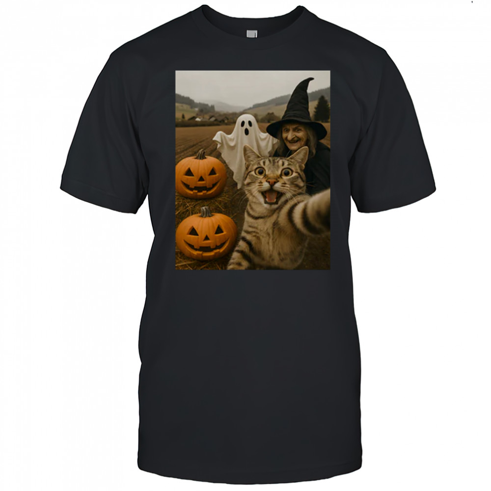 Cat Selfie with Witch & Ghost T-Shirt Cat Selfie with Witch & Ghost T-Shirt