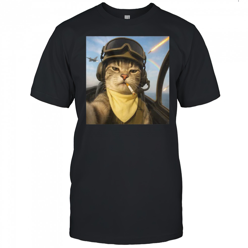 Pilot Cat Selfie Meme T-Shirt