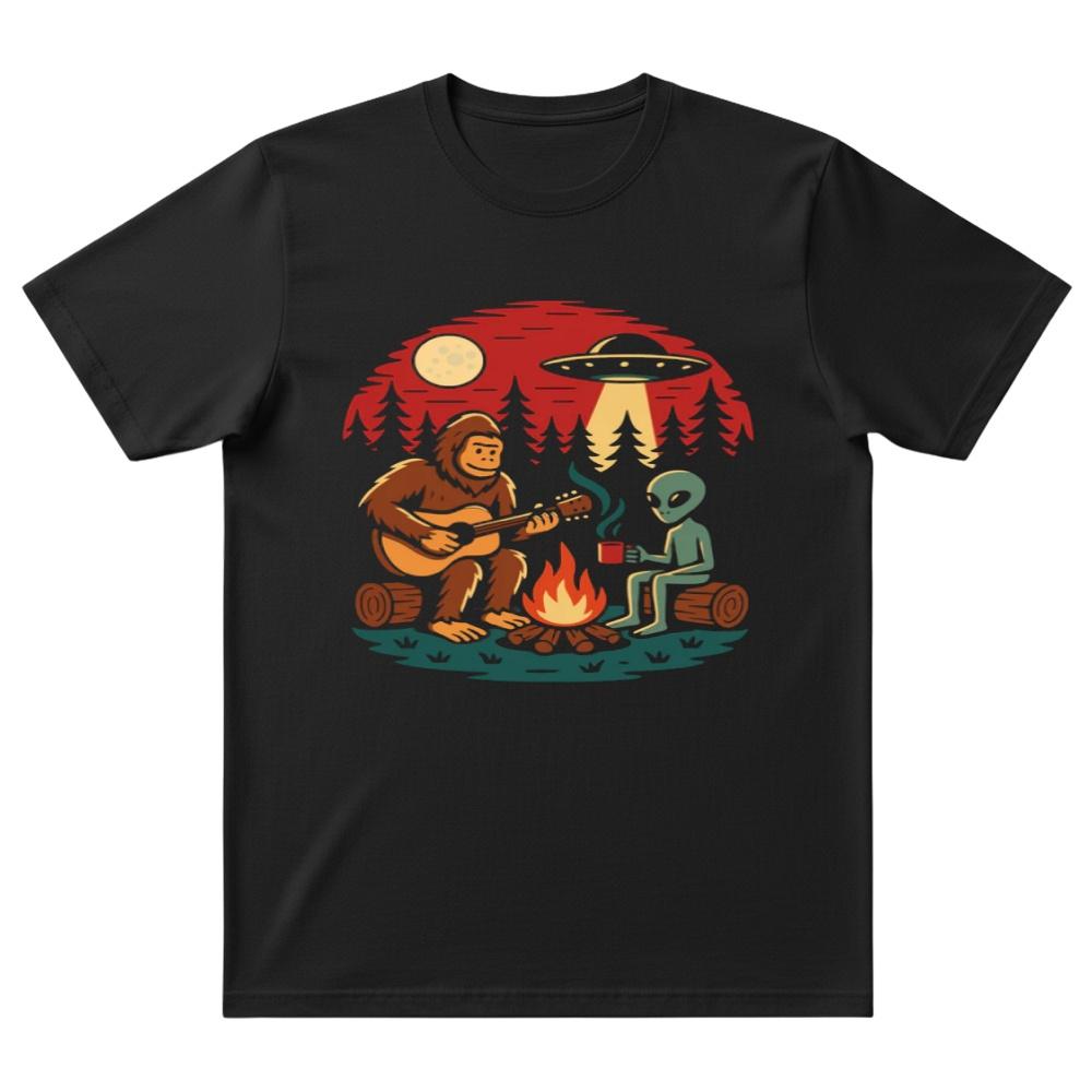 Alien & Big foot Camping T-Shirt
