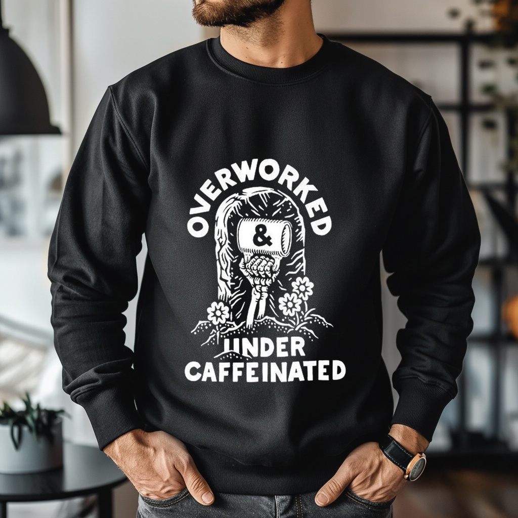 Overworked and Under Caffeinated rise from the grave_Crewneck Sweatshirt