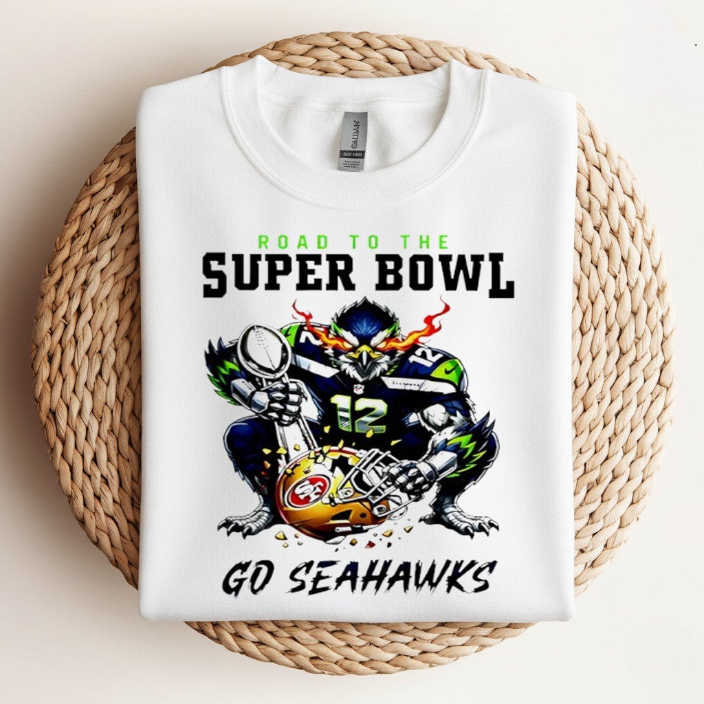 Seattle Seahawks Road To Super Bowl go Seahawks 2026 Mascot_Crewneck Sweatshirt